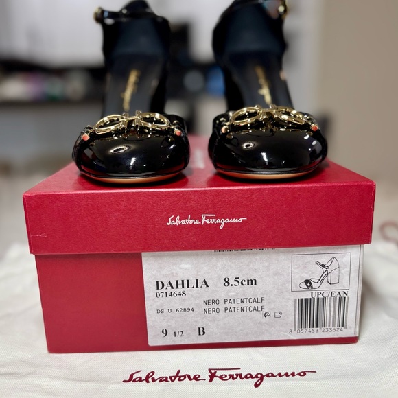 Salvatore Ferragamo Dahlia Gancini Patent Leather Sandals - Picture 2 of 4